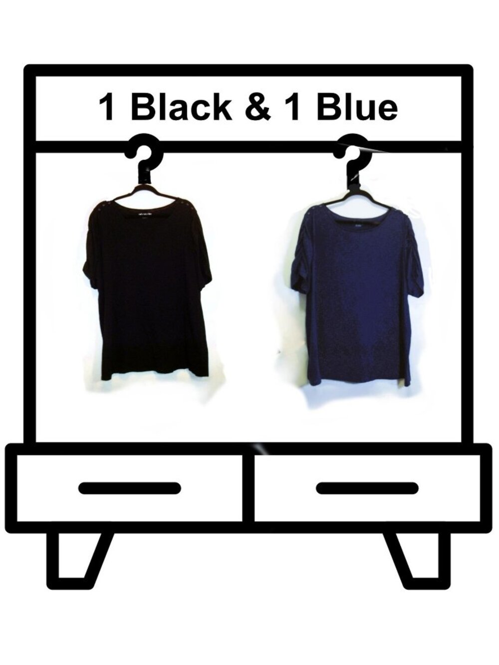 Bundle of 2 Women's Size 26/28 (4X) Cato' s SS Tunics - 1 Blue & 1 Black